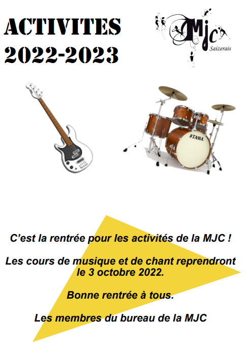 Planning des Activités 2022/2023 de la MJC de Saizerais